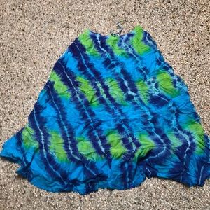 Blue green tie dye shirt 100% cotton boho style